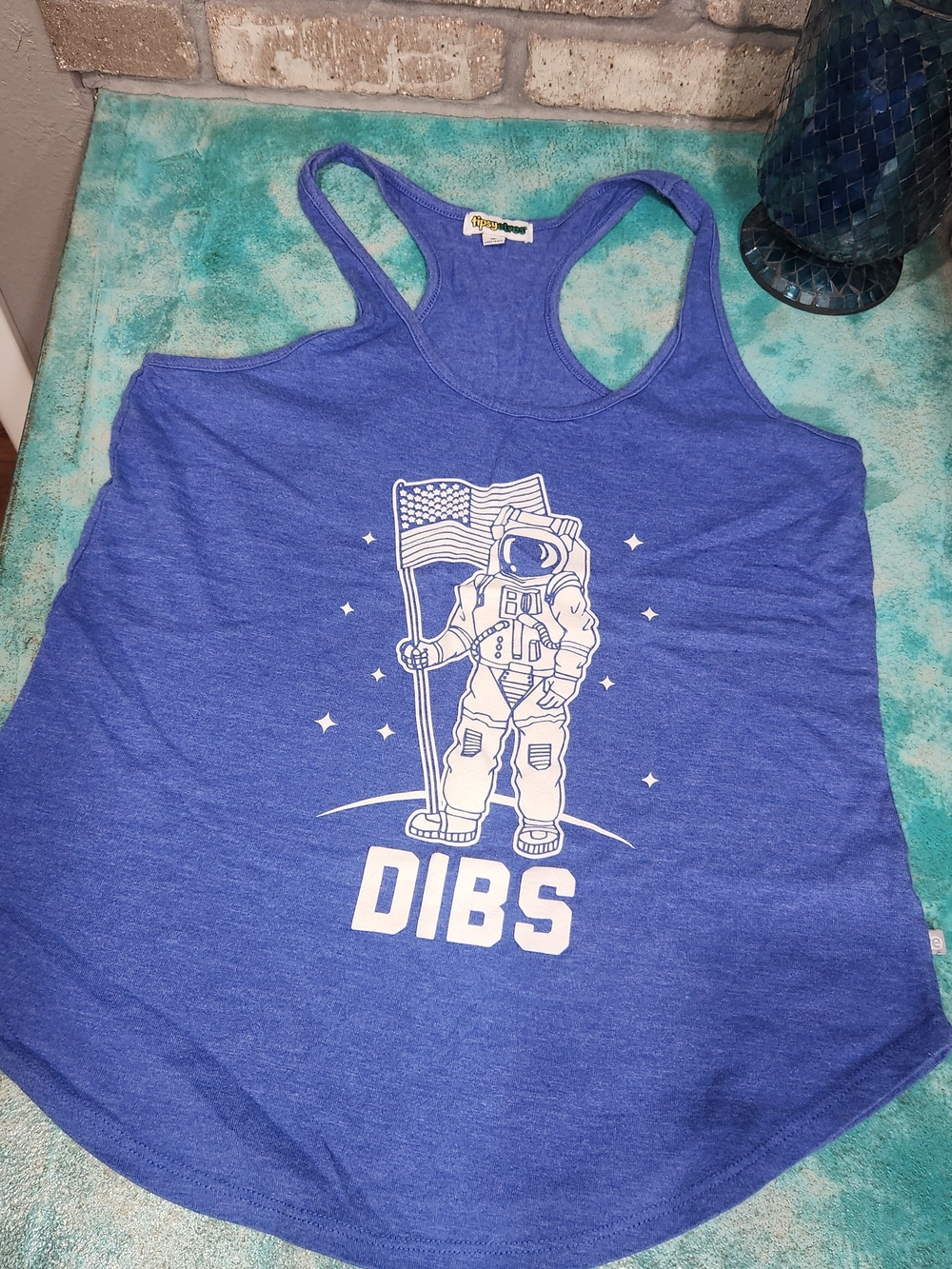 Tipsy Elves Blue Astronaut 'DIBS' Racerback Tank, Med.